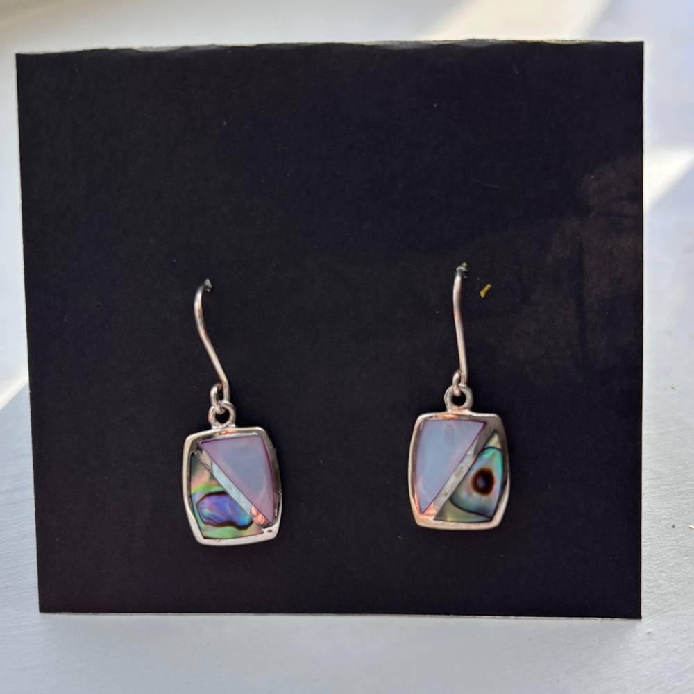 Sterling Silver and Abalone Shell Drop Earrings